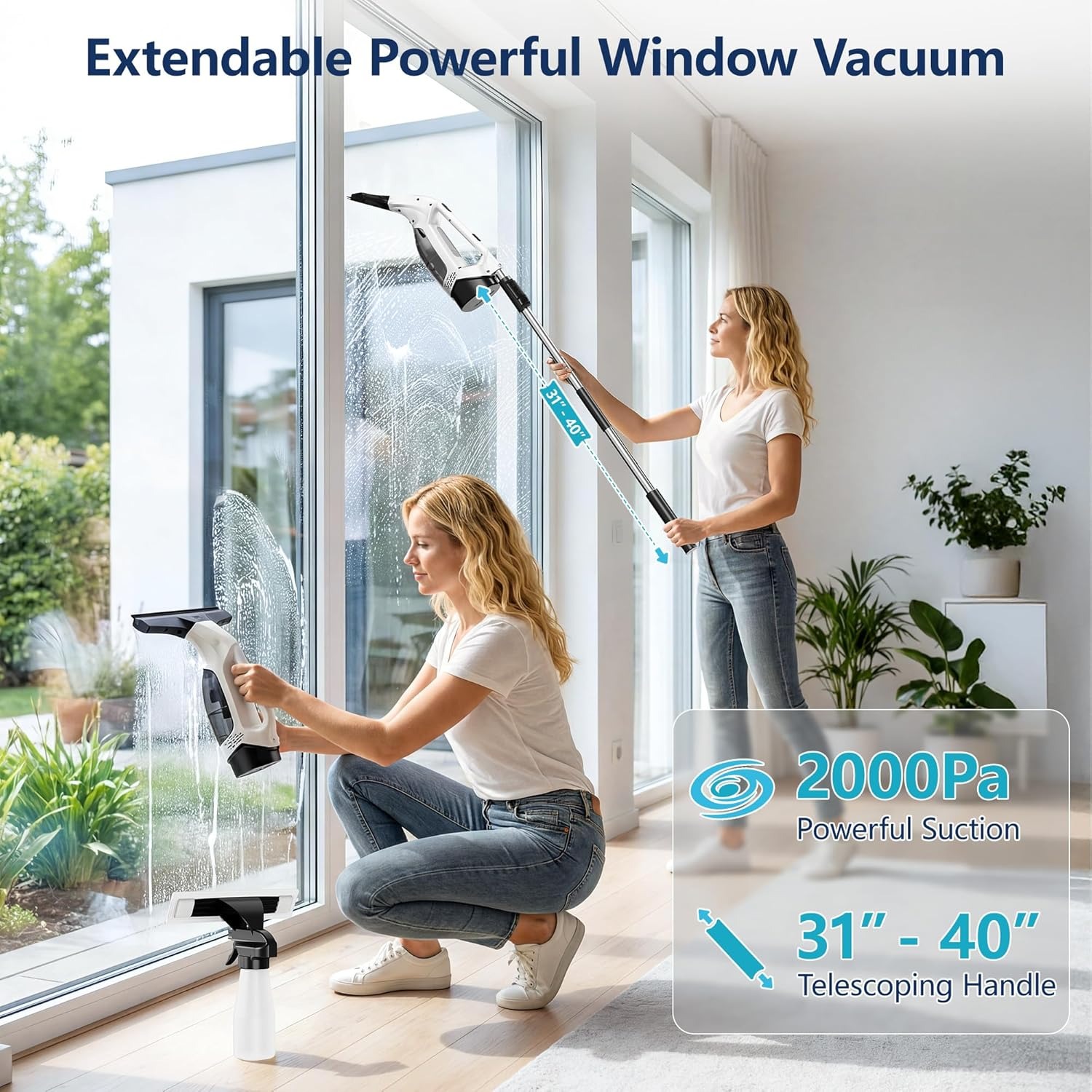 2000Pa 휴대용 창문 진공 스퀴지 무선 전동 유리  - Kit Power Tools 리뷰 및 가격